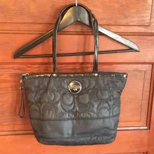 Coach nylon zippered tote in black